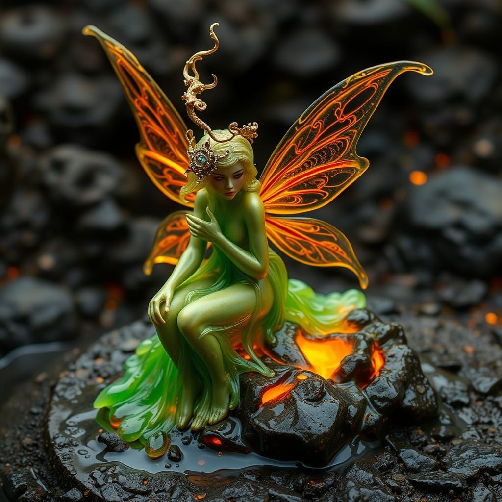 Lava Fairy Emerging From Molten Flow