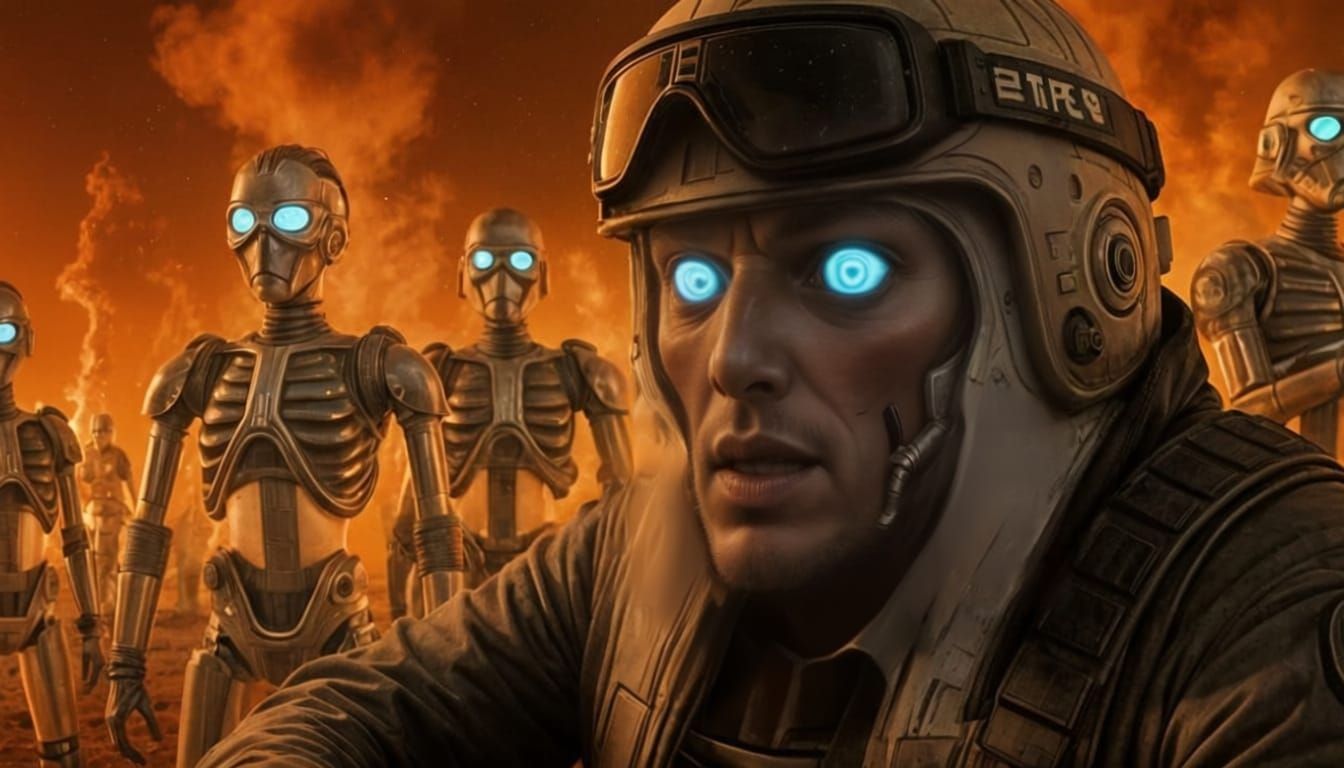 Retro Star Wars Desert Combat Scene