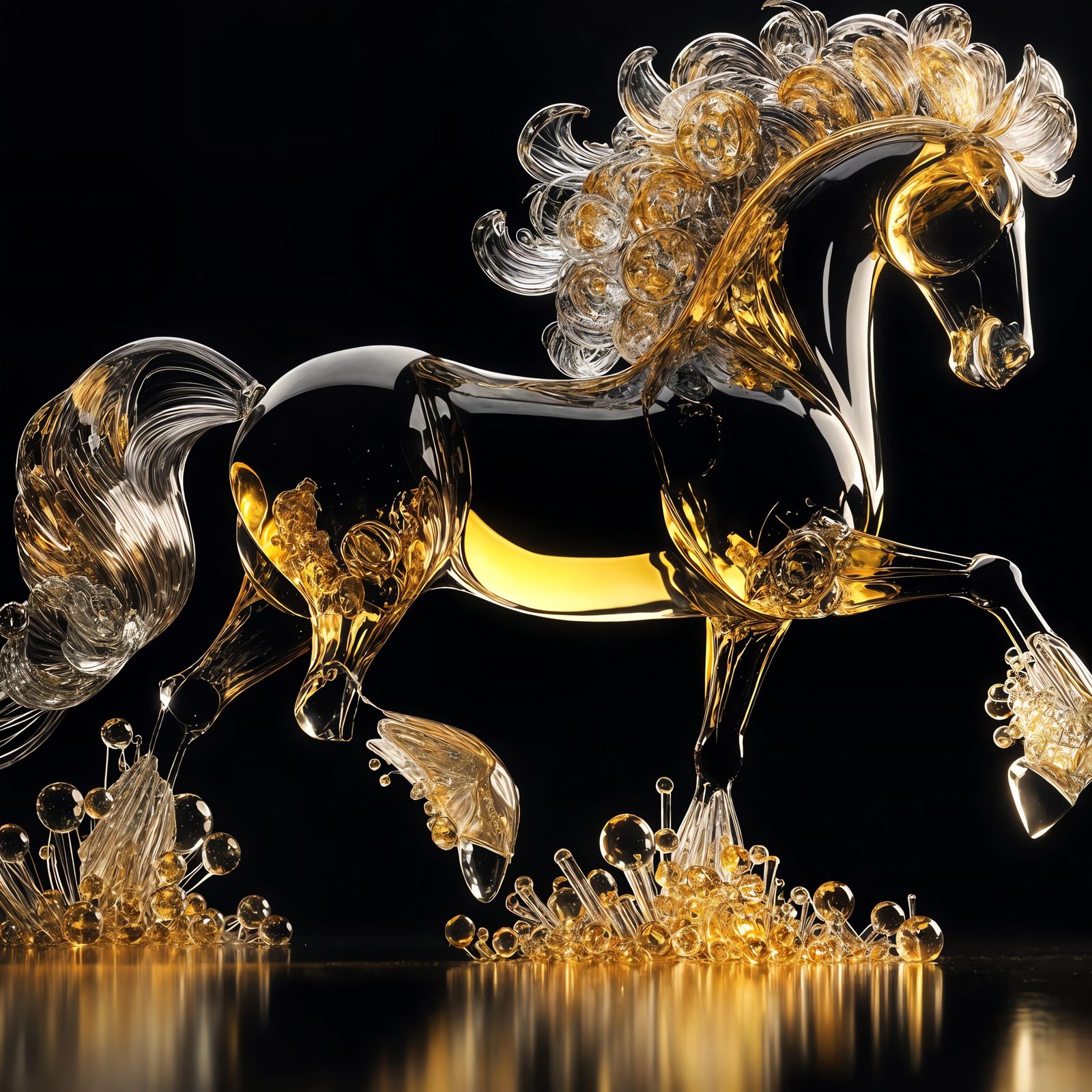 camdan yapılmış bir at