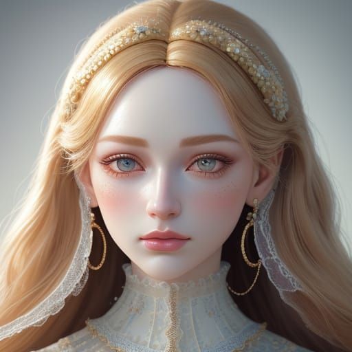 Hyper-Realistic Doll Portrait in Vibrant Colors