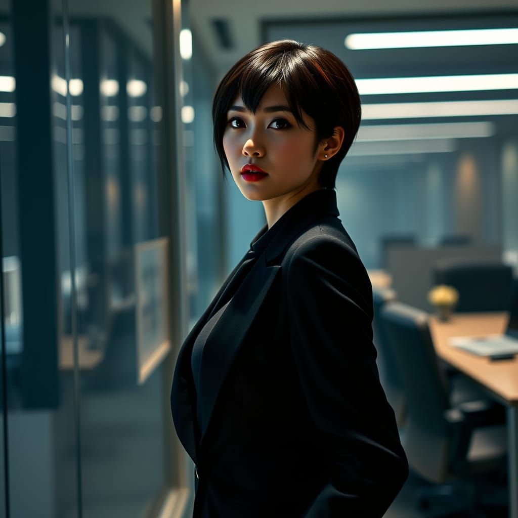 Ada Wong in Business Suit, Noir Cinematic Style