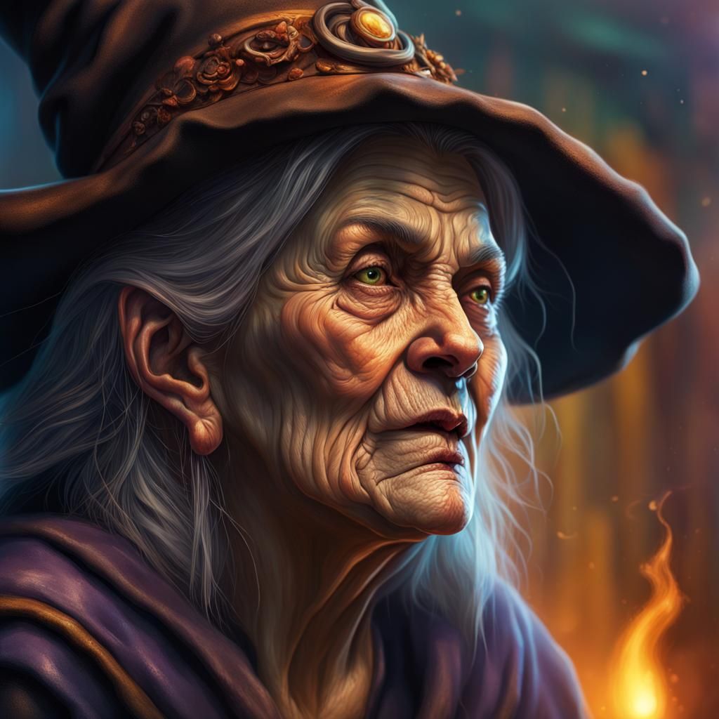 Hyperrealistic Old Witch Concept Art