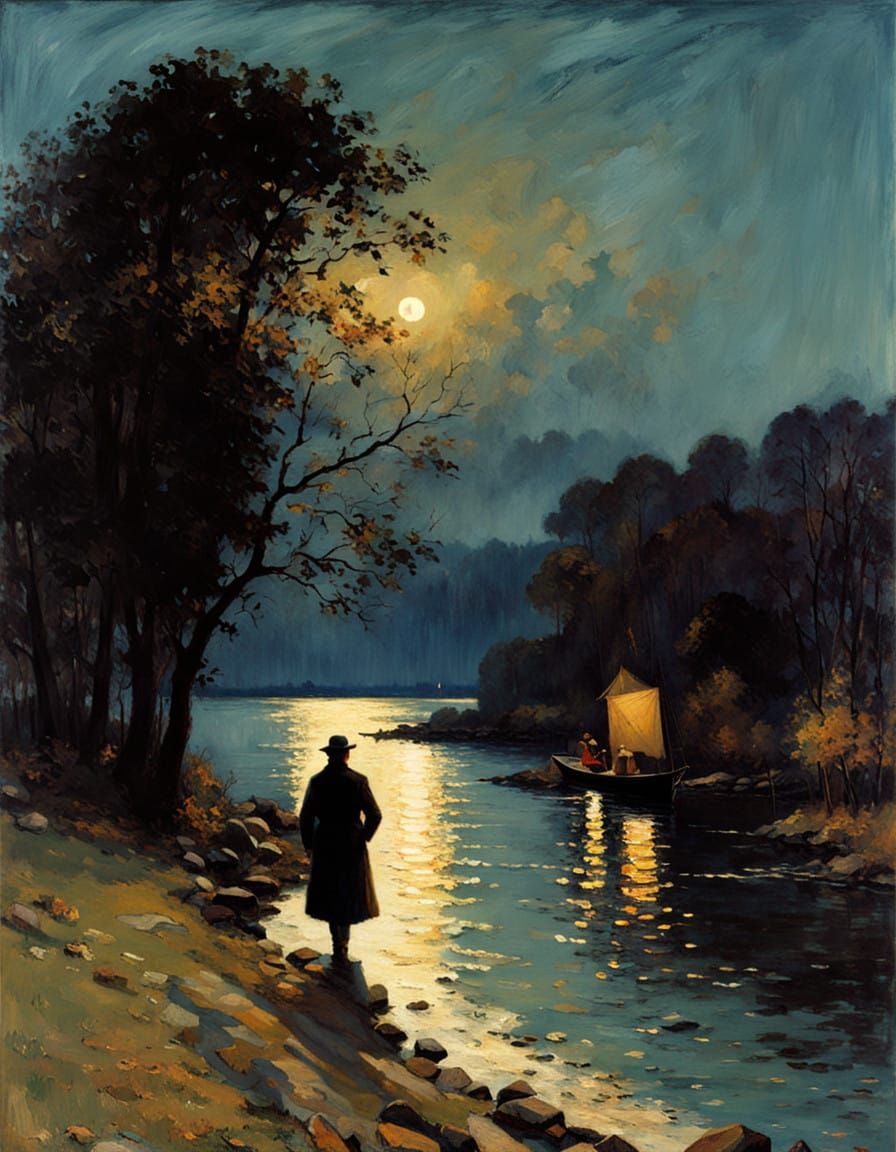 Mysterious Figure Stalks Lone Fisherman in Twilight