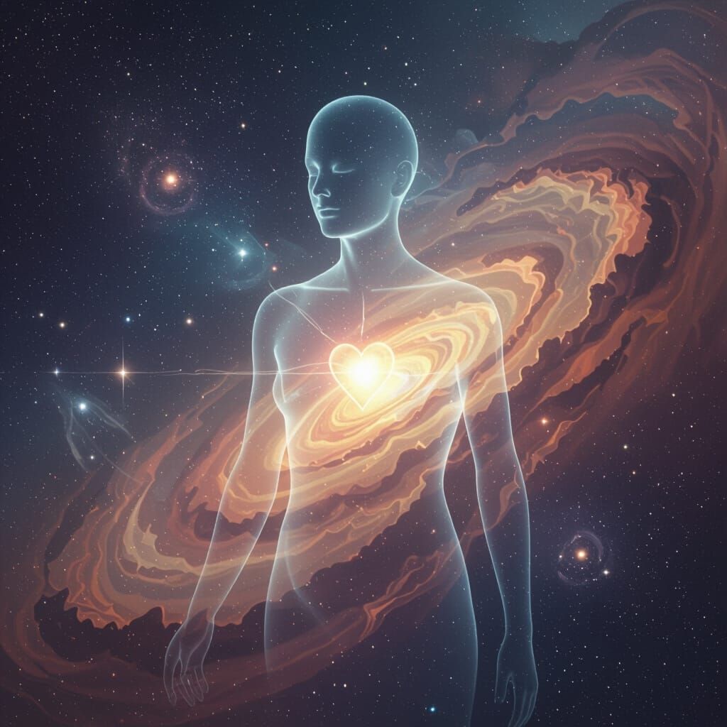 Ethereal Silhouette in Cosmic Dreamscape