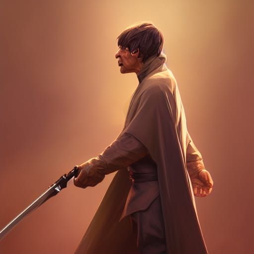 Mr. Bean as Jedi Warrior: Hyperdetailed Portrait