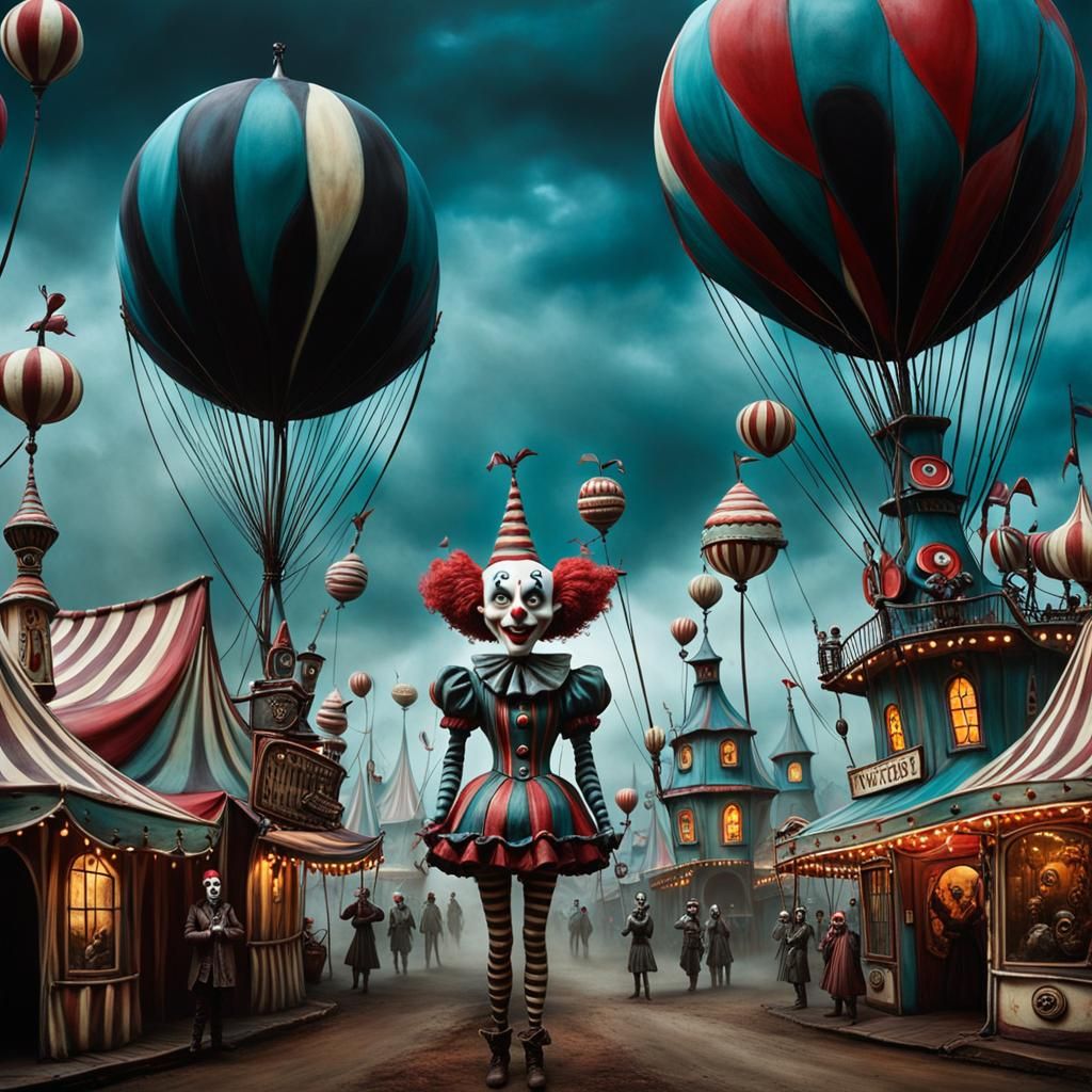 A dark, surreal carnival