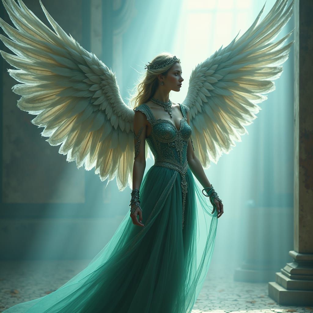 Regal Angel in Ethereal Light, Digital Art