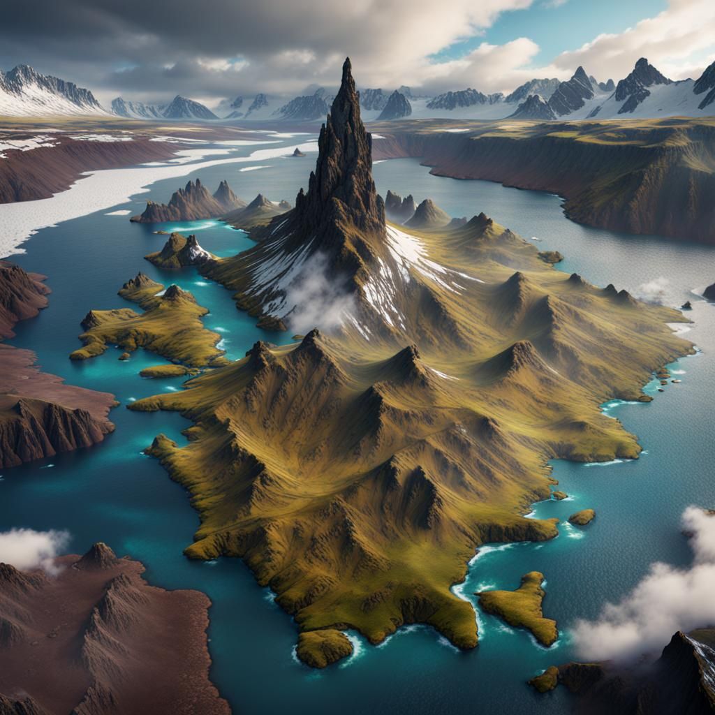 Epic Iceland Map in Detailed Matte Painting