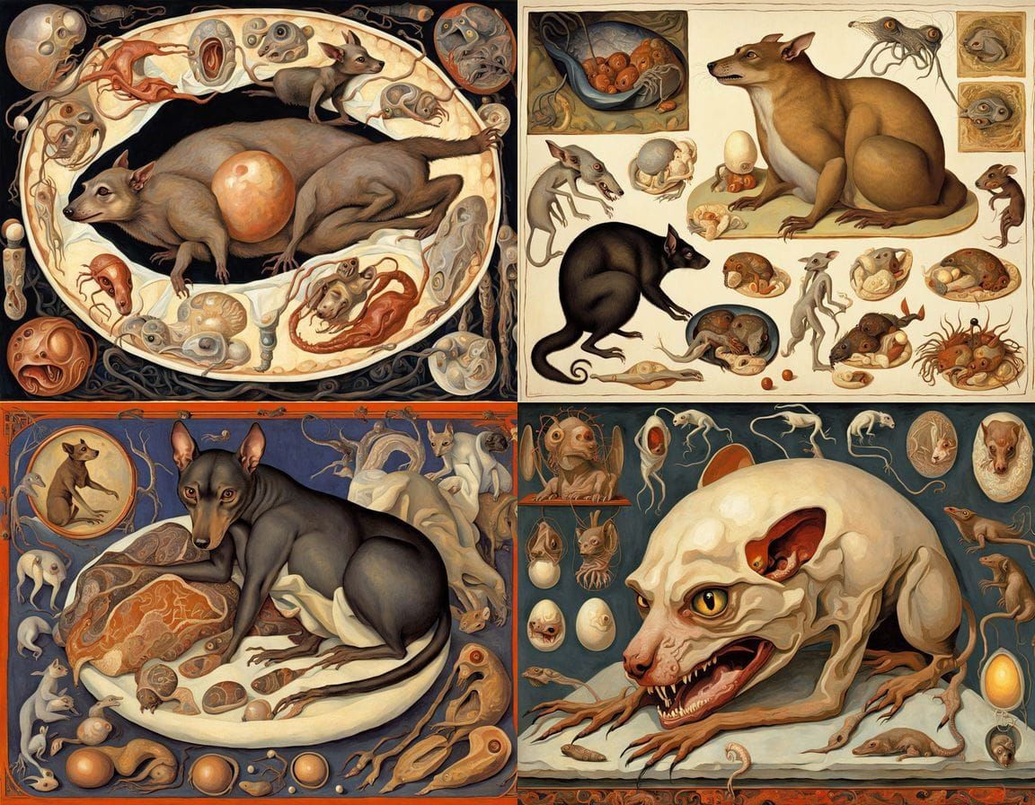 Surreal Anatomical Collage of Horrific Biological Elements