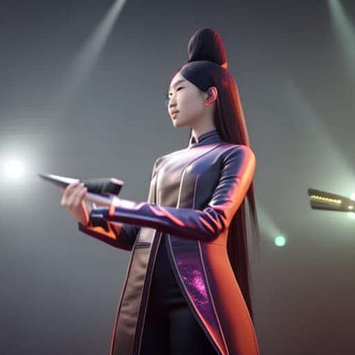 Asian Gothic Female at Concert, 3D Game Cinematic