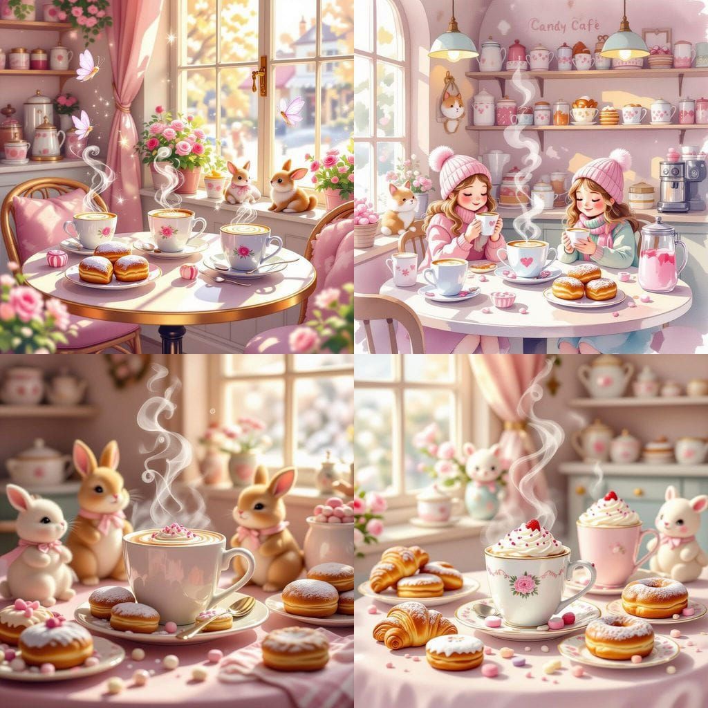 Cozy Candy Cafe Watercolor Illustration