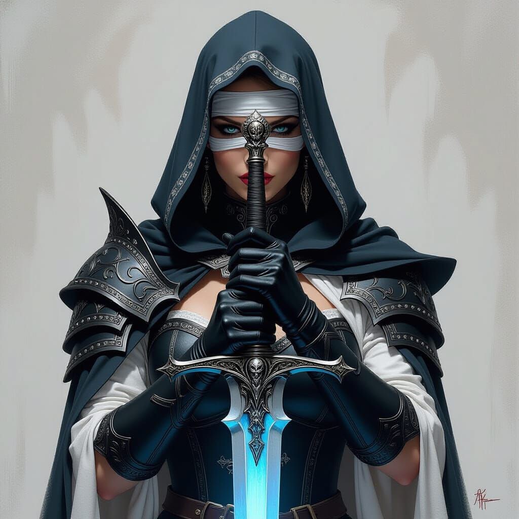 Gothic Longsword with Glowing Blade in Dark Fantasy Style