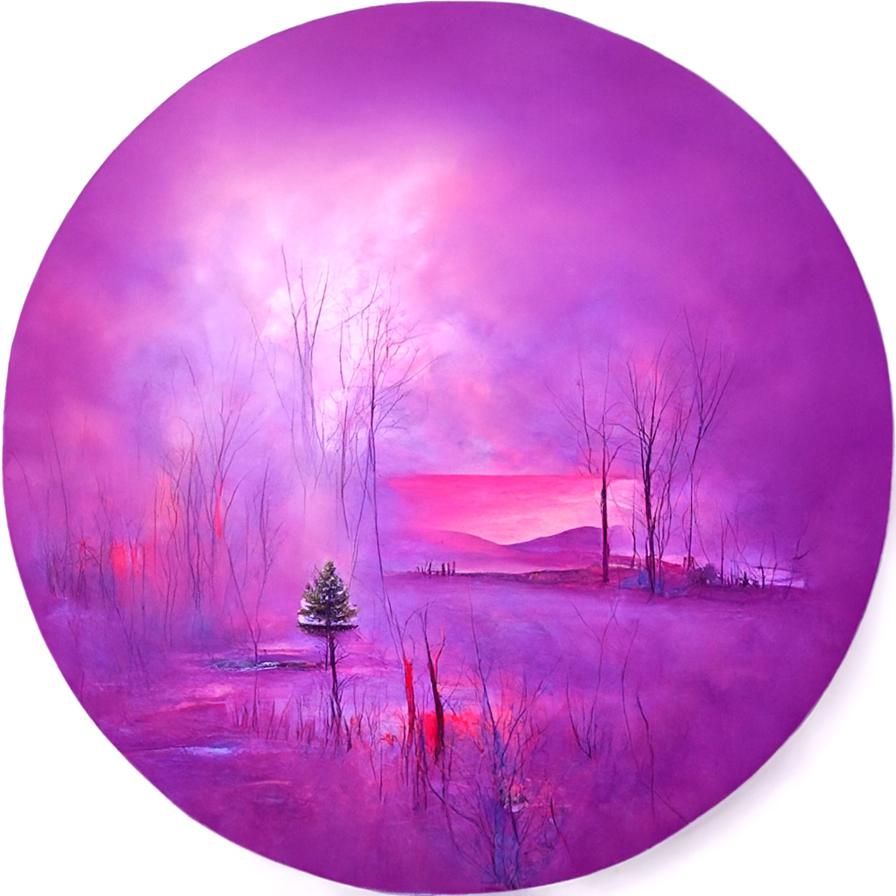 Vivid Landscape in Violet and Mauve Tones
