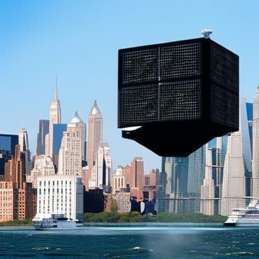 Star Trek Borg Cube Over New York City