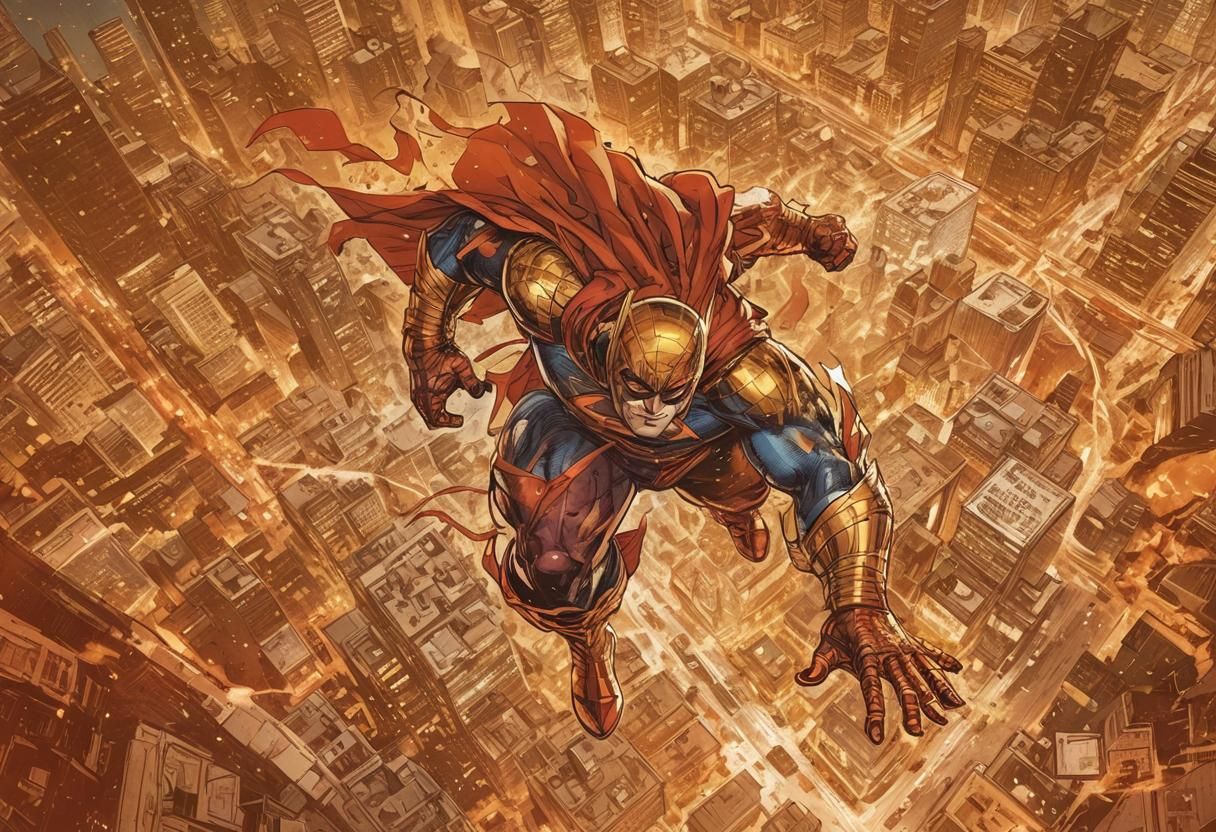 Dynamic Superhero Comic Book Illustration