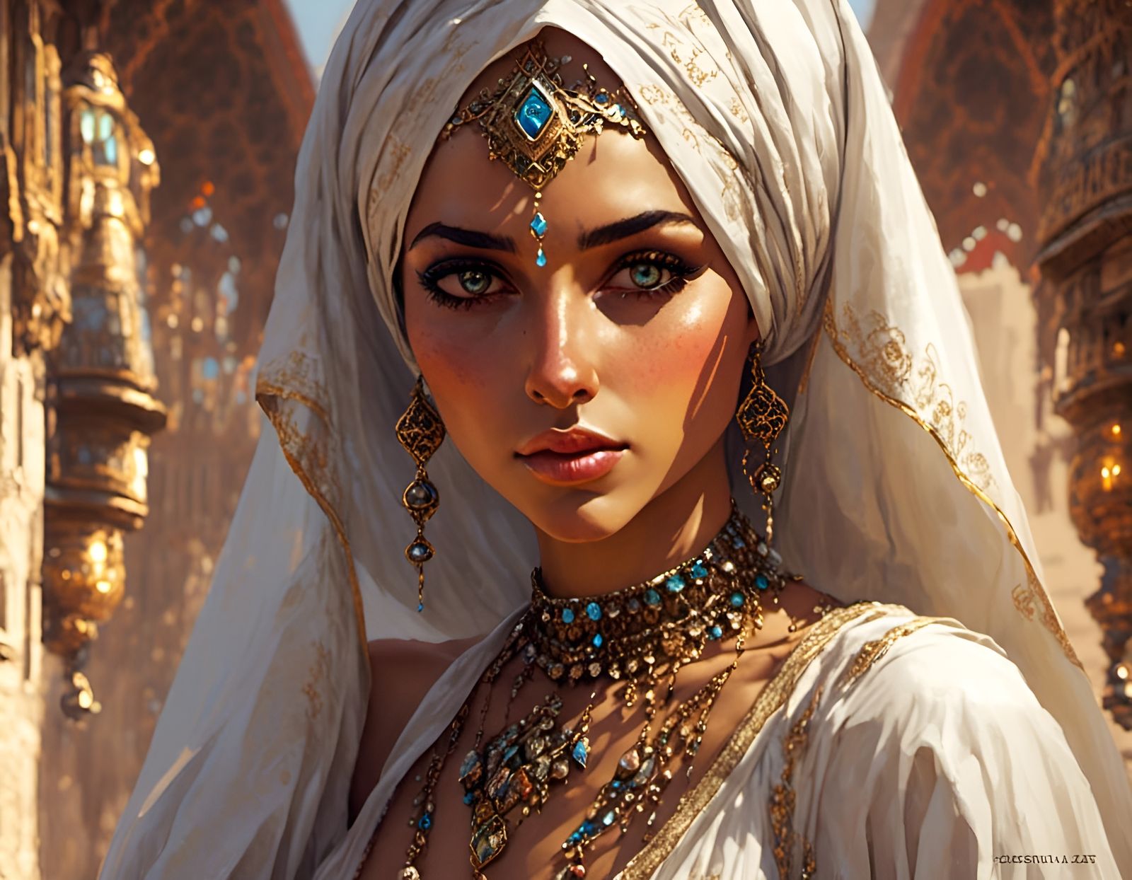 Hyperrealistic Portrait of Confident Arabian Woman