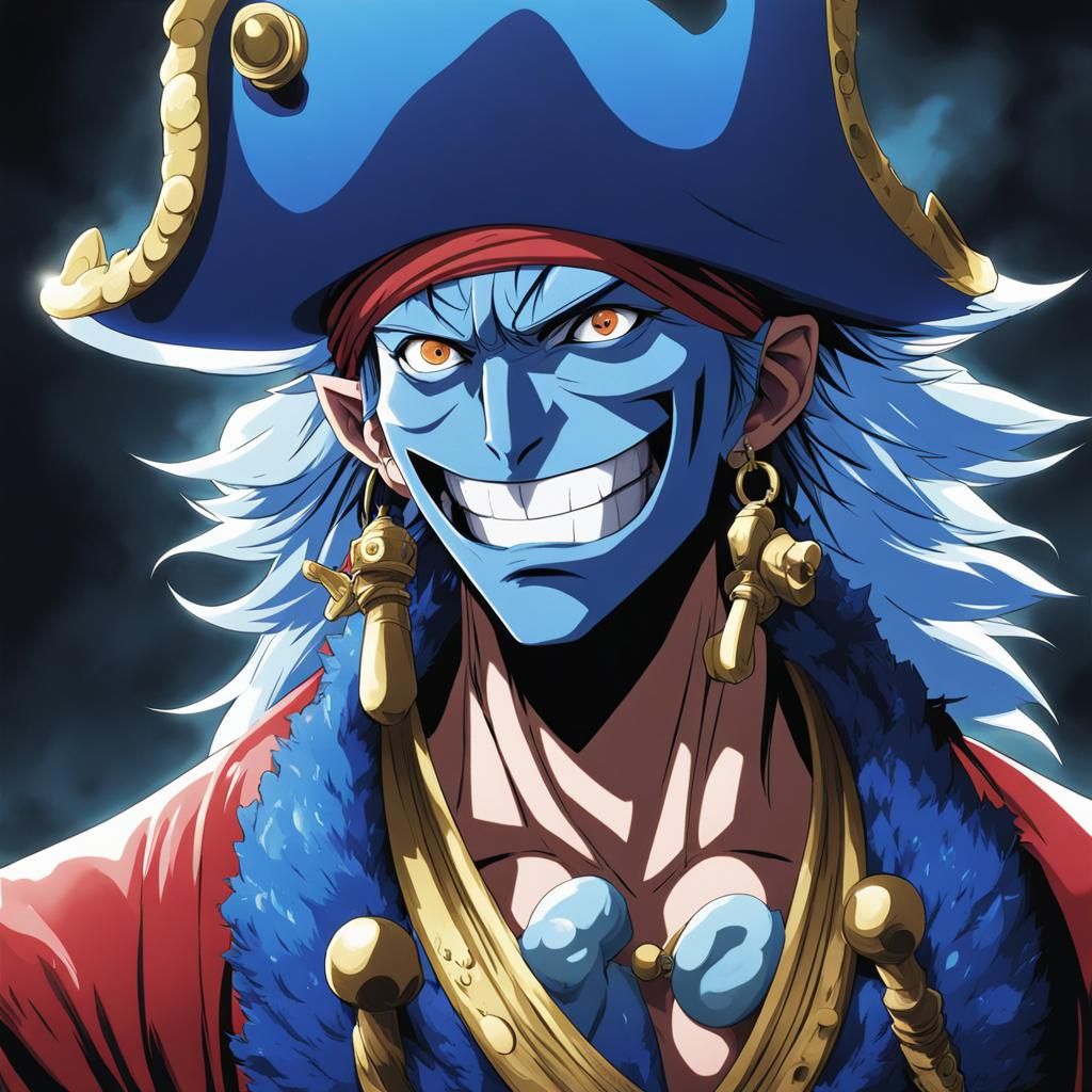 Blue Fishman Portrait in Anime Style