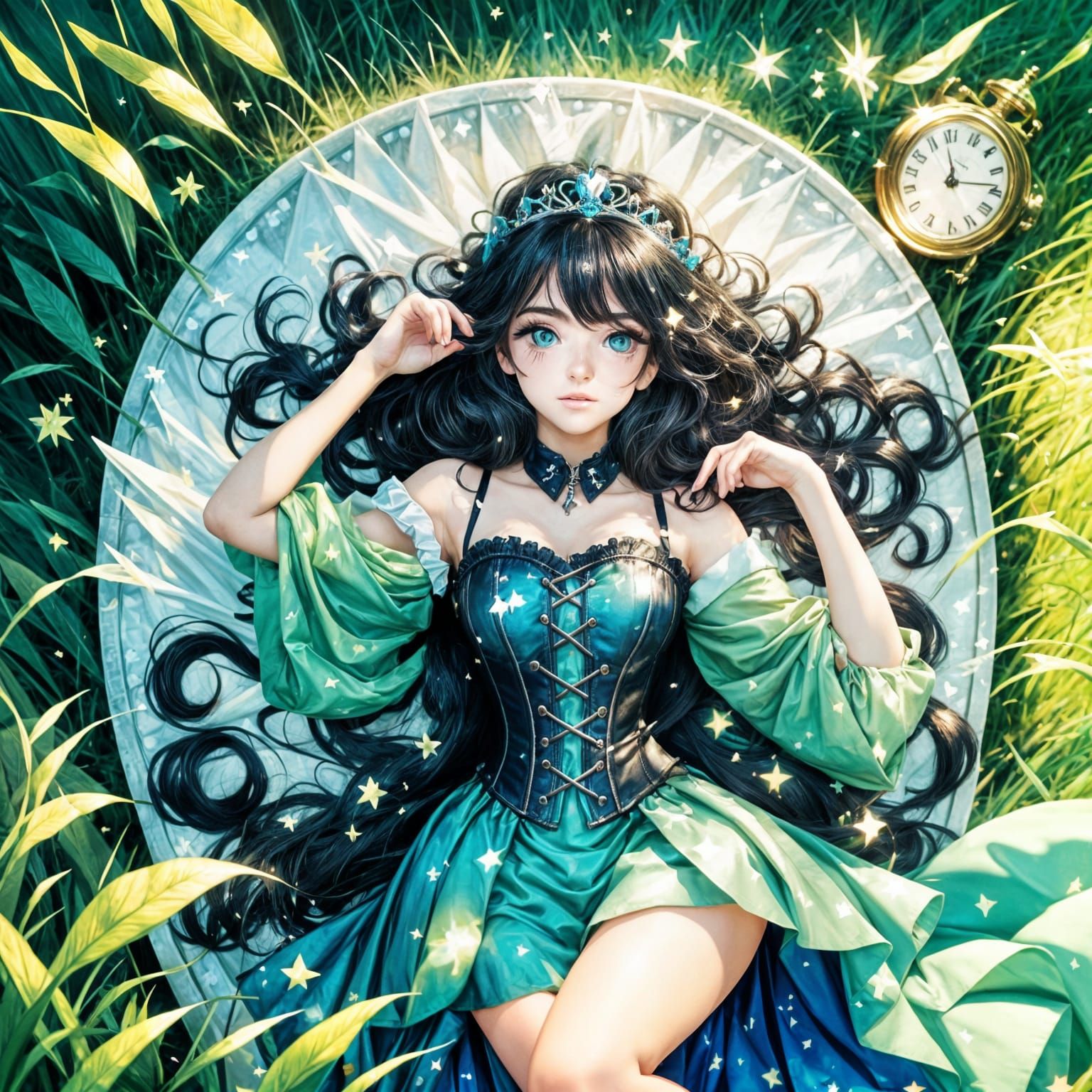 Anime Princess in Field with Fantasy Filter