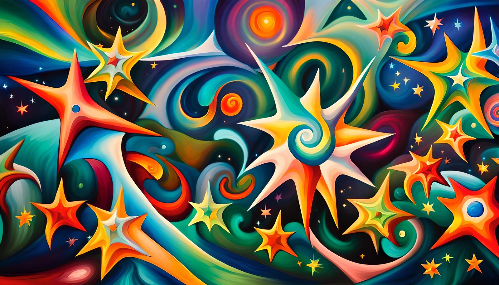 Iridescent Stars Connected by Electromagnetic Coils