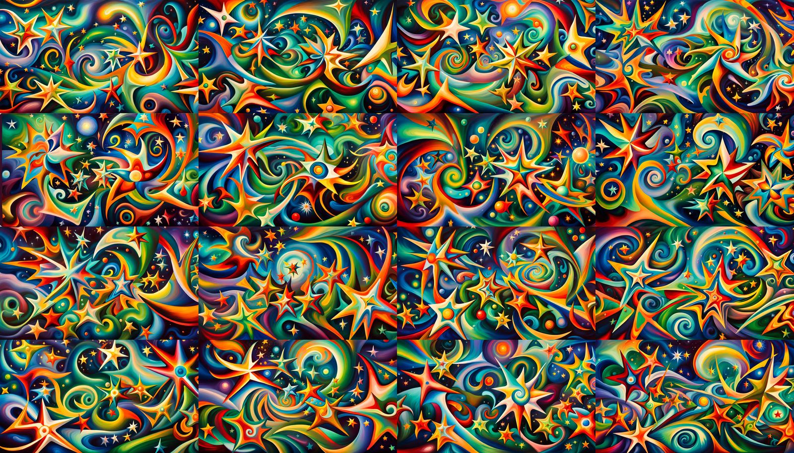 Iridescent Stars Connected in Electromagnetic Plasma Maelstr...