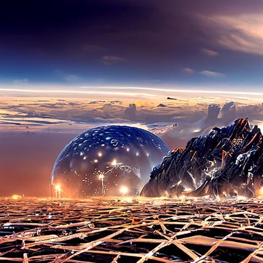 A  Giant Borg Cube Orbiting Earth, By Goro Fujita