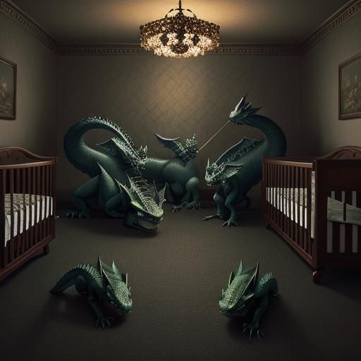 Baby Dragons in a Nursery: Hyperrealistic Image
