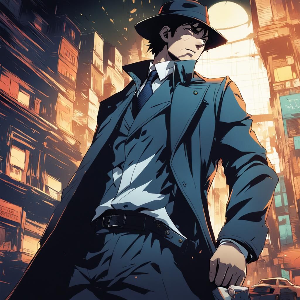 Anime Detective in Cel-Shaded Style