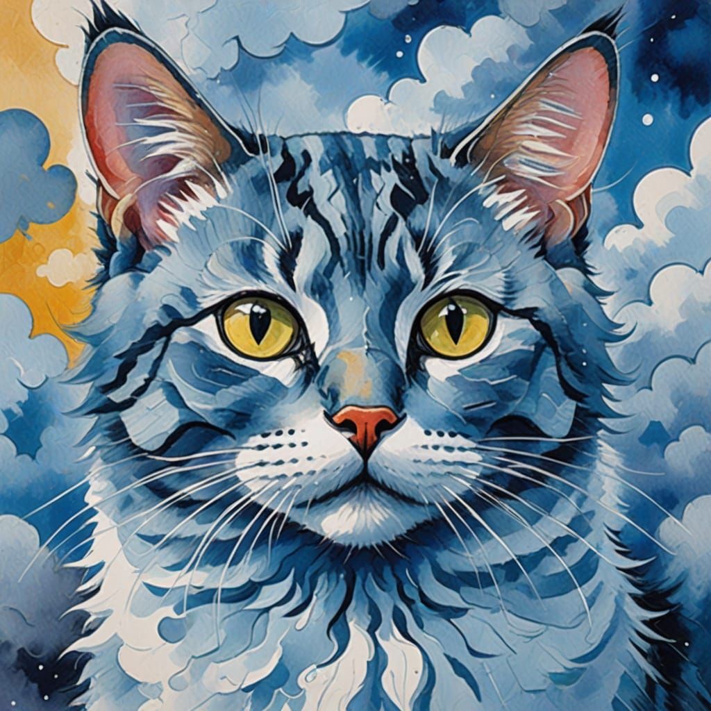 Dreamy Cat Portrait with Fauvist Influence