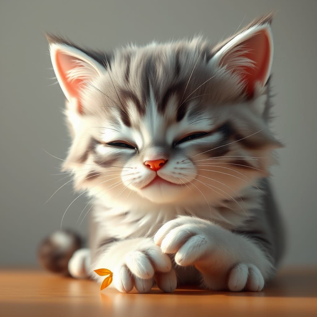 Kawaii Cats in Whimsical Portrait, Fluffy and Adorable