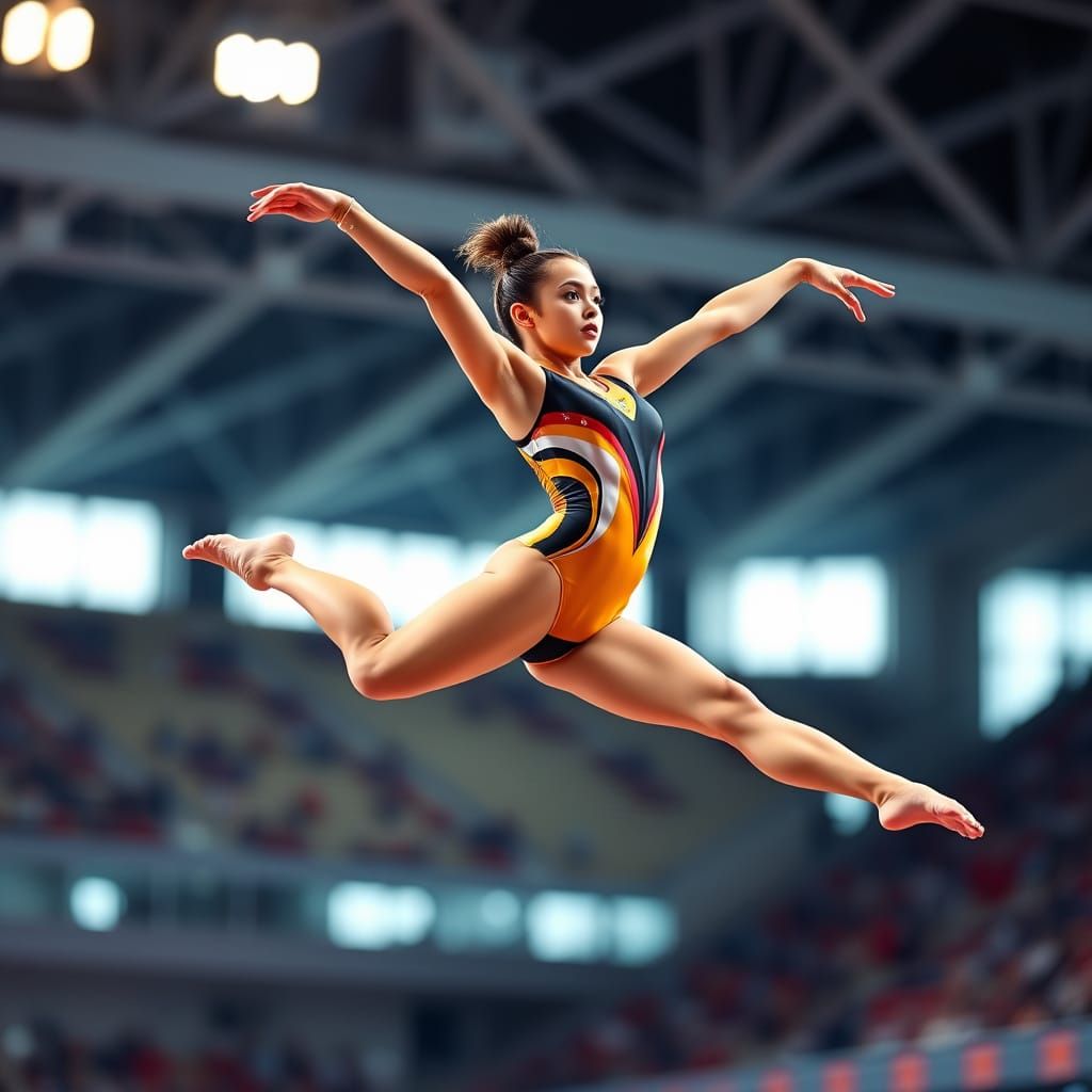 Gymnast in Mid-Air: Graphic Novel Art