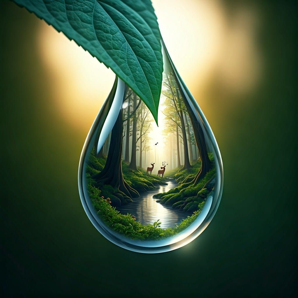 Miniature Landscape Inside a Water Droplet