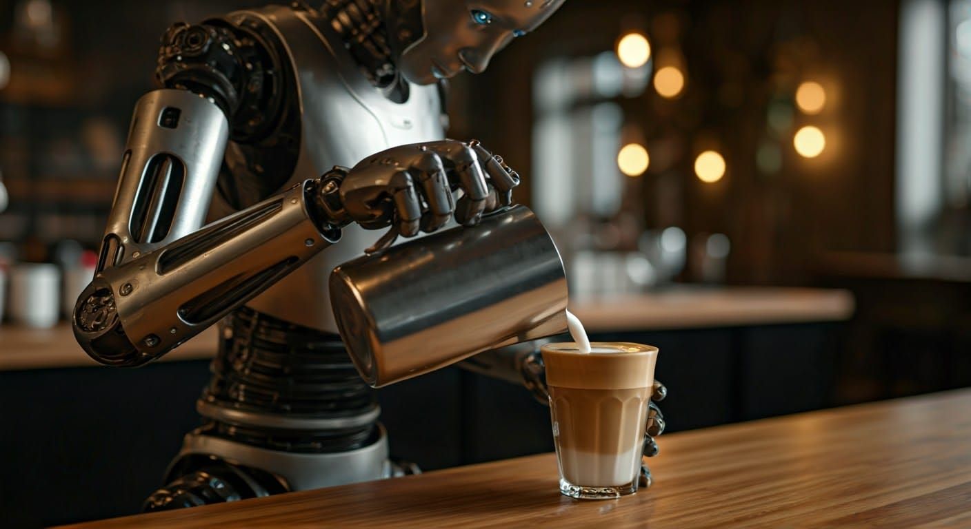 A Futuristic Barista Creates Artistic Lattes