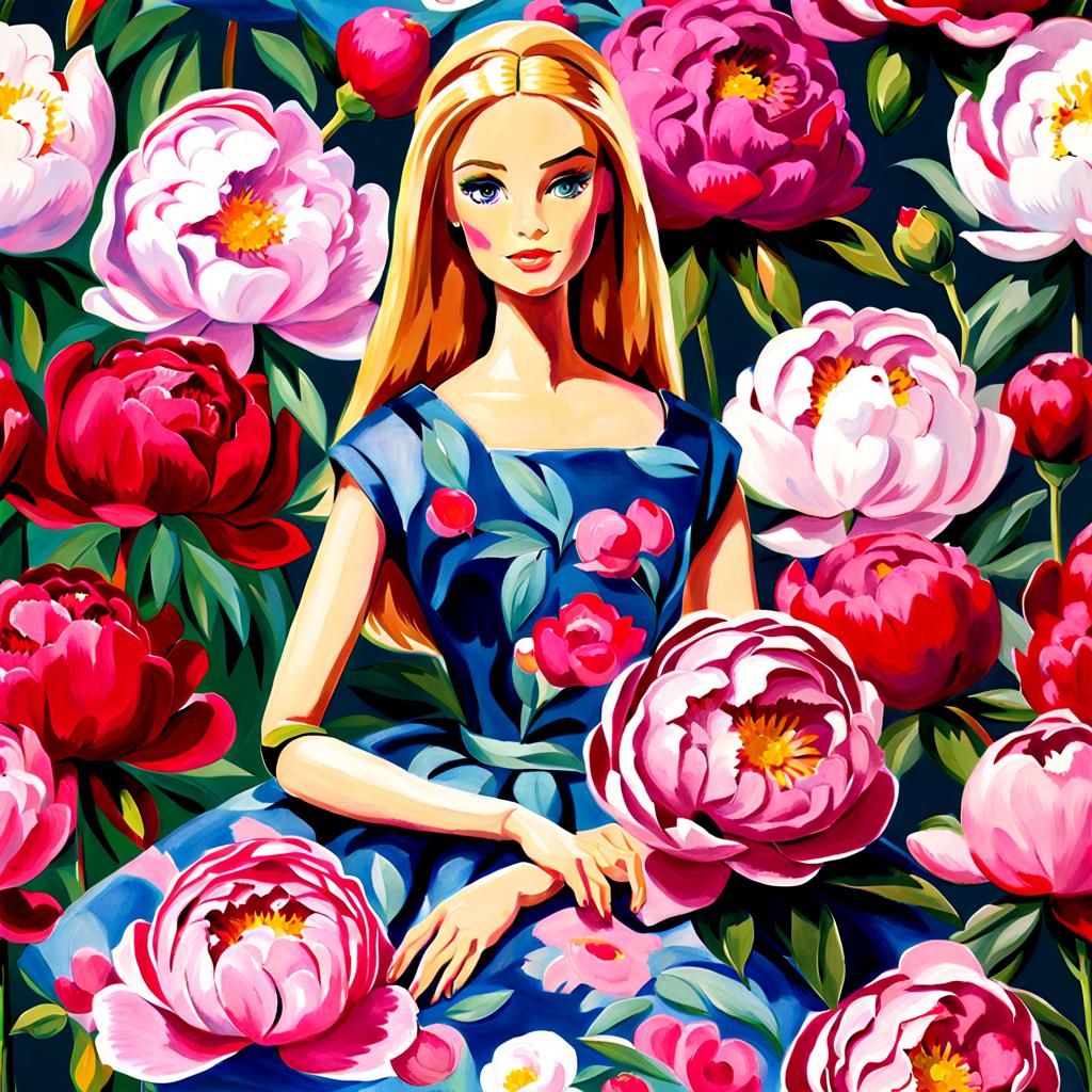 Peonies Still Life in Impressionist Style