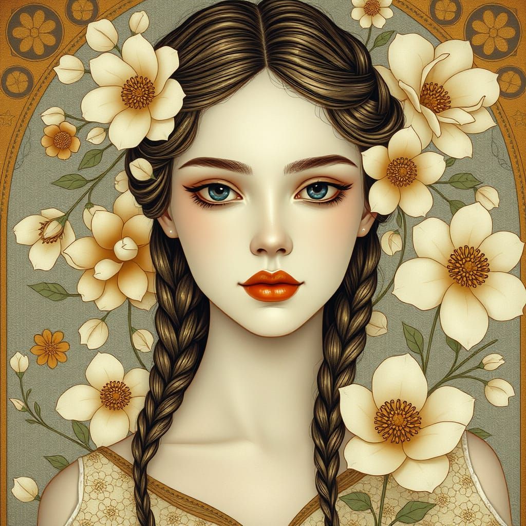 Ethereal Art Nouveau Beauty in Soft Pastels