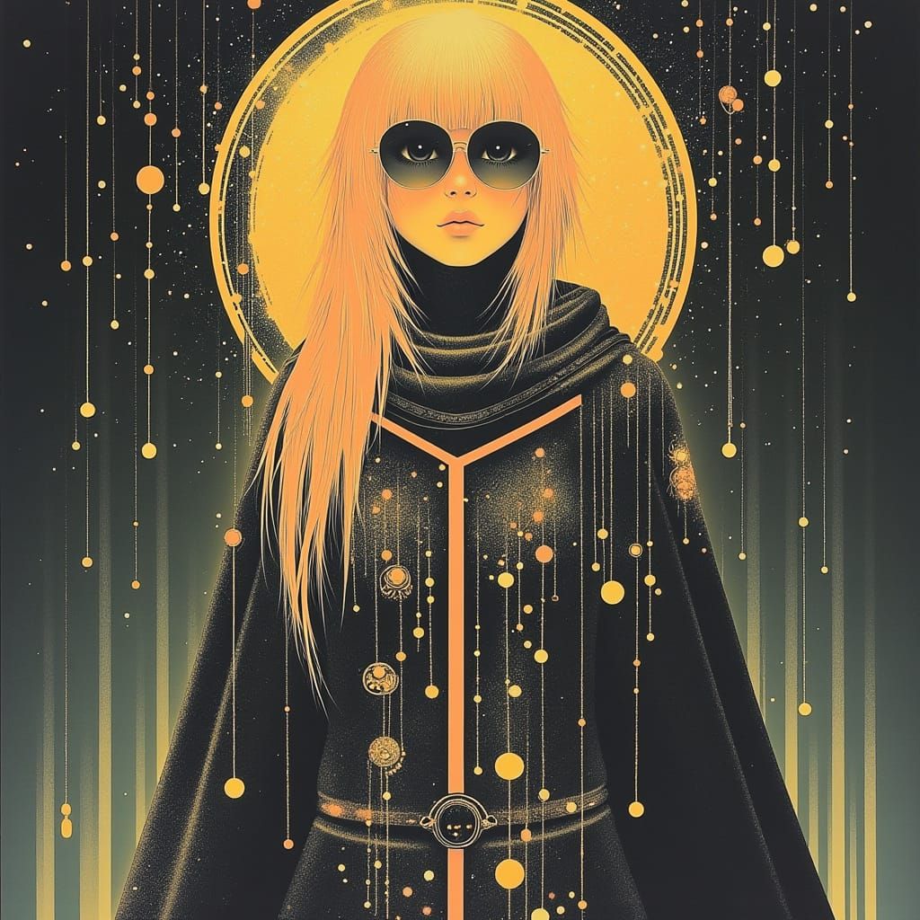 Cyberpunk Warrior-Priestess in Futuristic Medieval Attire