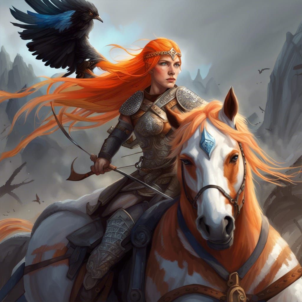 Valkyrie on Battlefield Seeking Viking Souls