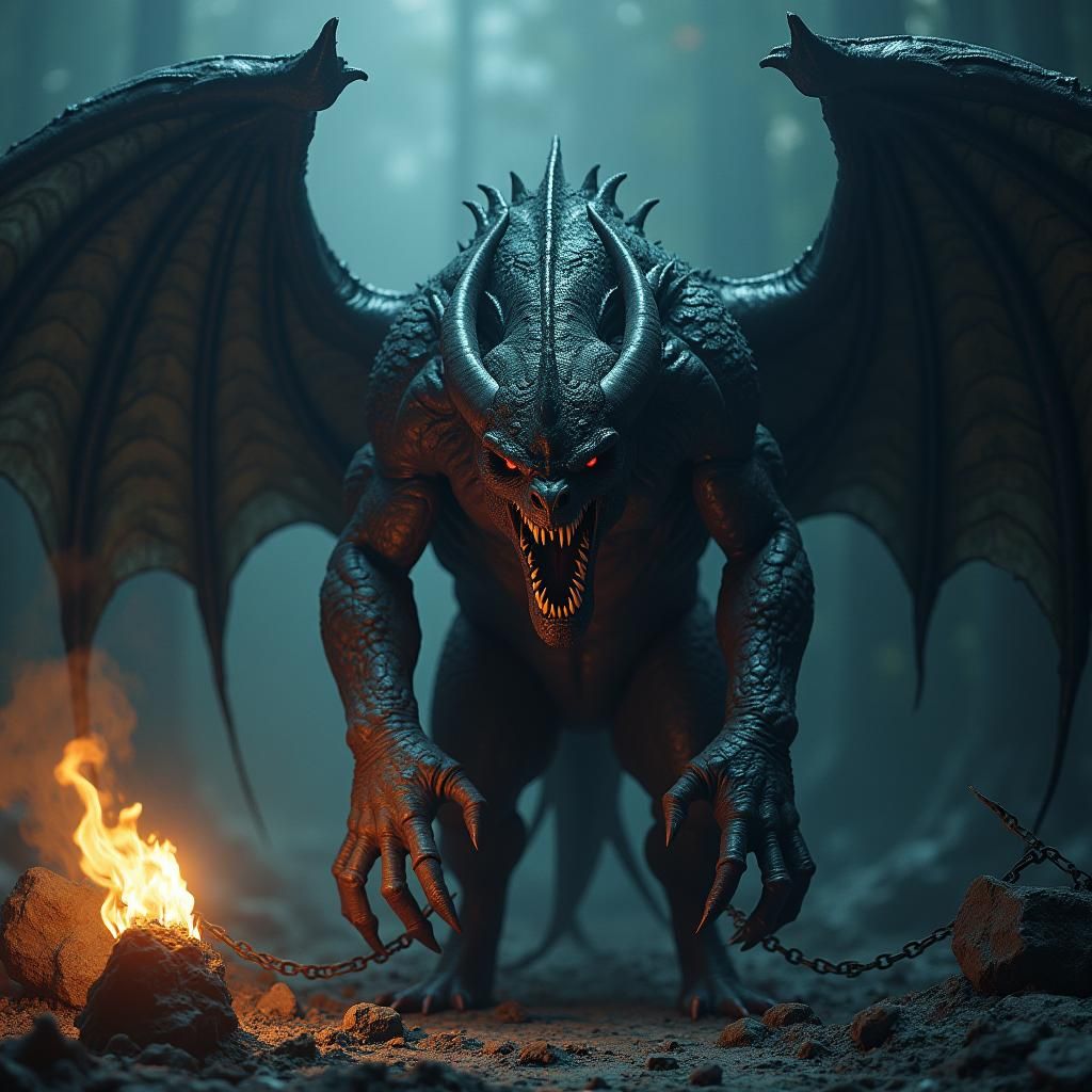 Majestic Creature Bound: A Gothic Fantasy Portrait