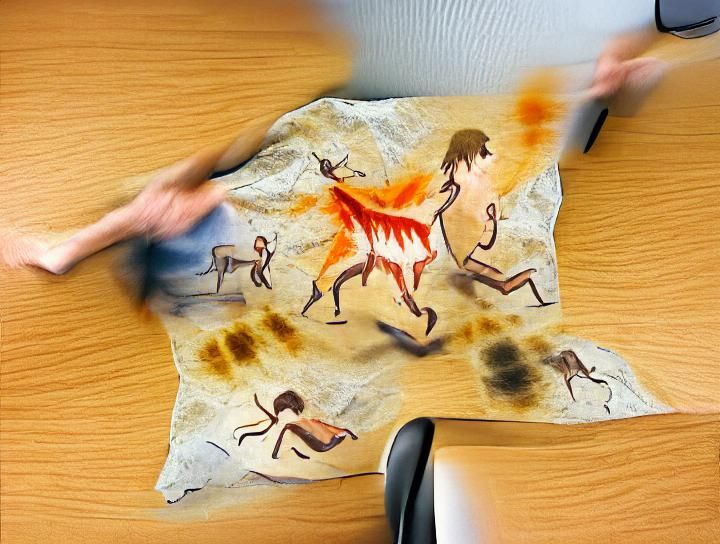 Office Job Burnout Cave Painting