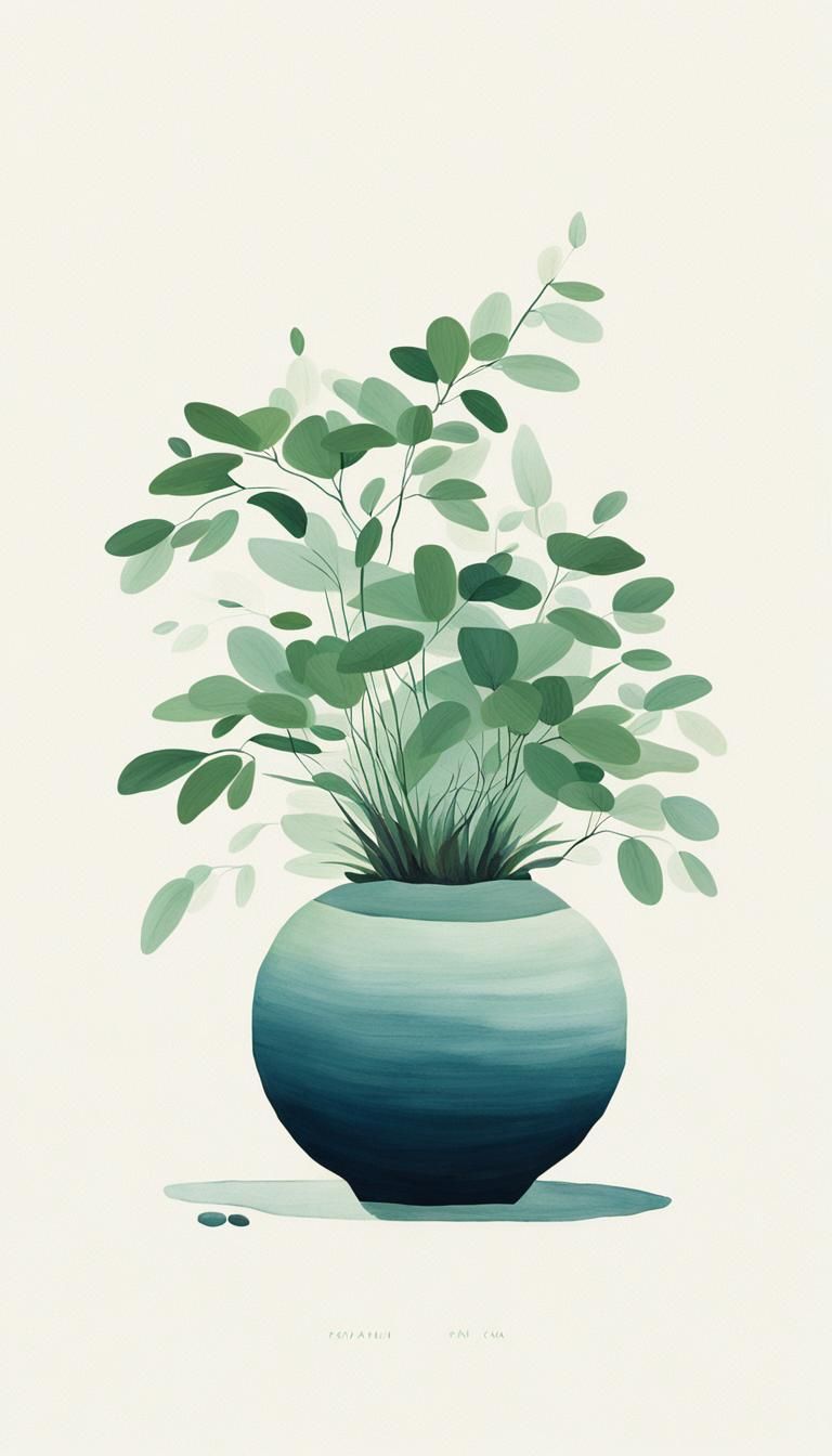 Minimalist Ink Painting of Lotus Bud and Frog