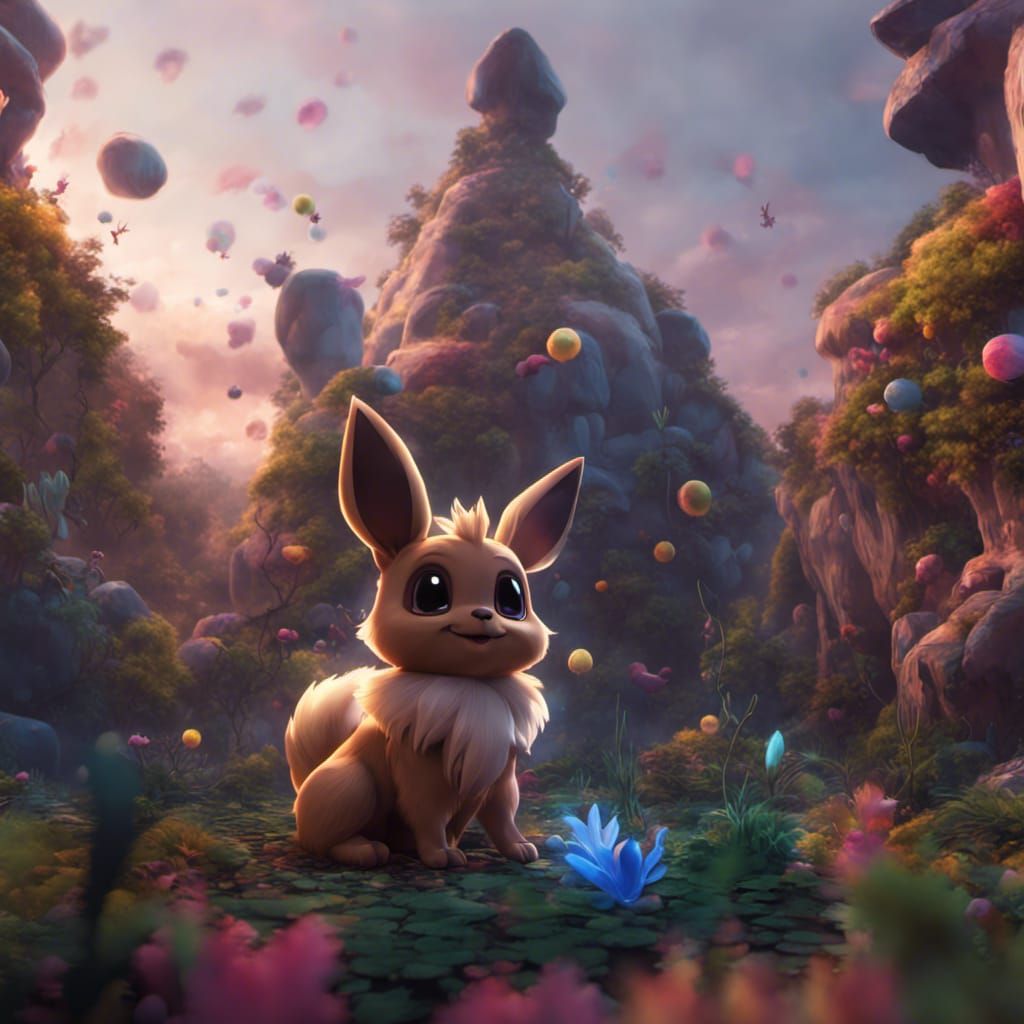 Adorable Eevee in Pixar-style 3D Digital Art
