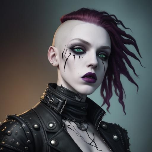 Androgynous Punk Sorcerer with Scarred Face