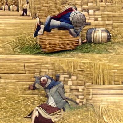 Medieval Peasant's Hay Bale Mishap