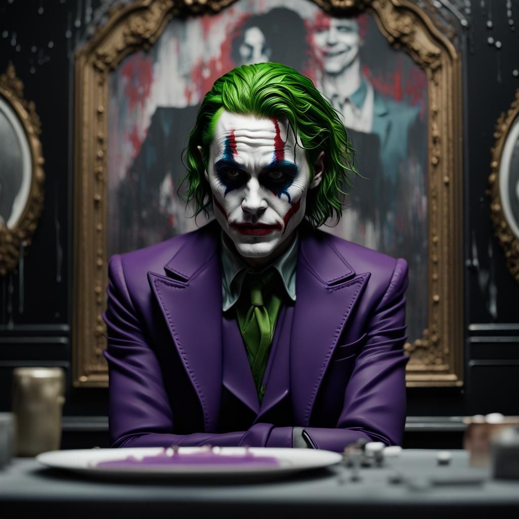 Ornate Joker Portrait with Dripping Paint Effect