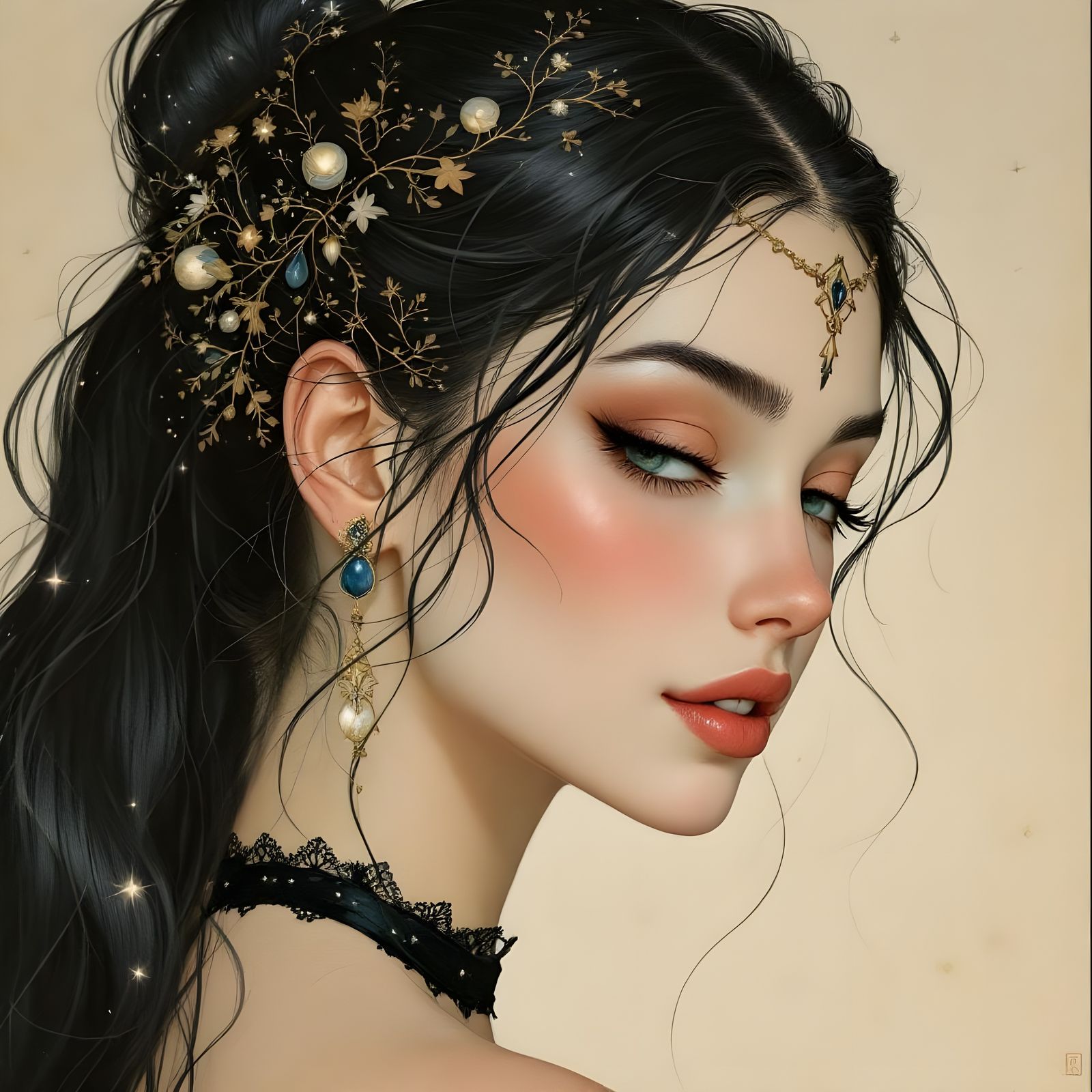 Norse Goddess Portrait with Sapphire Eyes