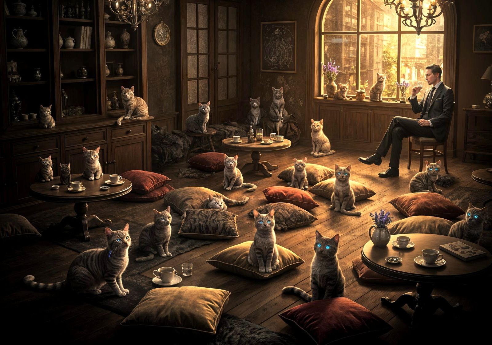 Feline Agents in a Data-Transmitting Cat Café