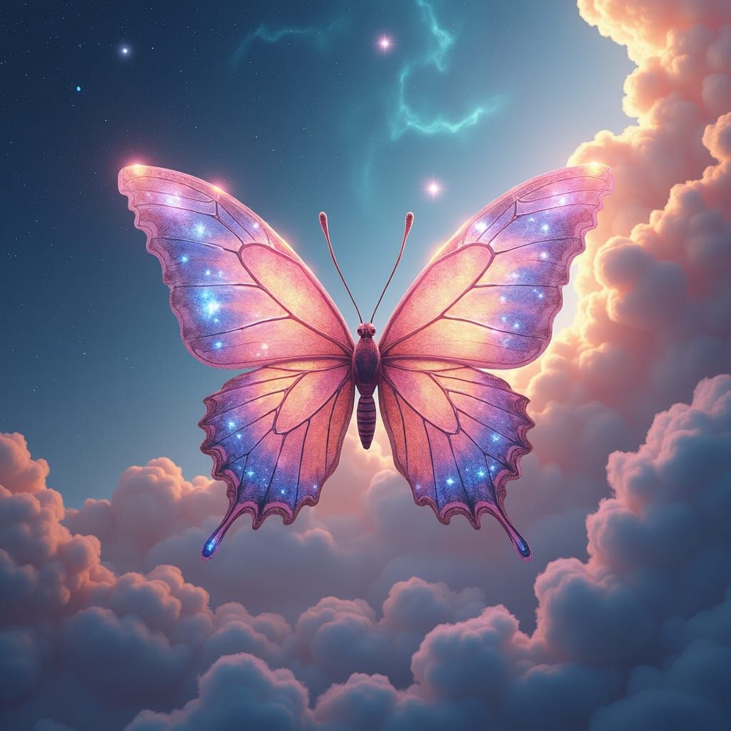 Cosmic Butterfly Soaring Through Stardust Galaxy