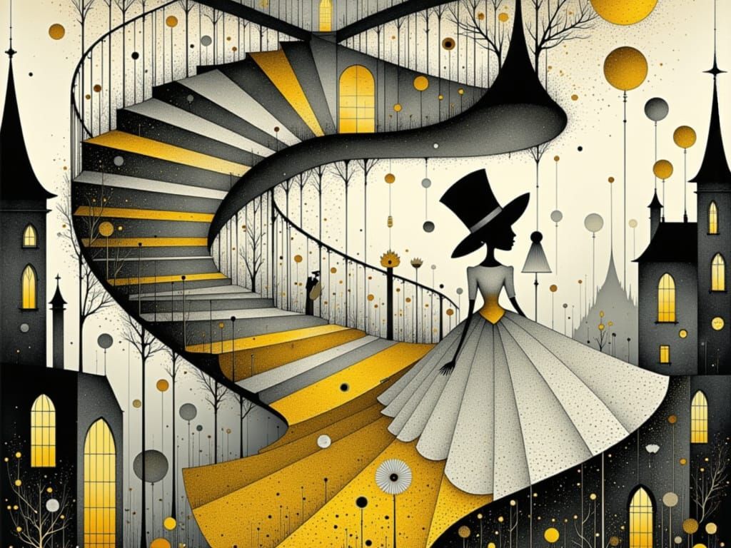 Dreamlike Victorian Alice in Whimsical Carnival Masks and Es...