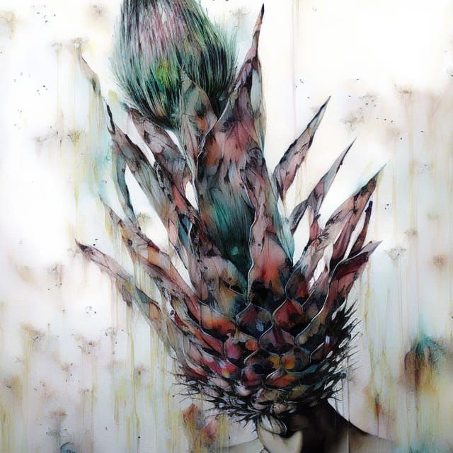 Colorful Ink Splash King Protea Portrait in 3D