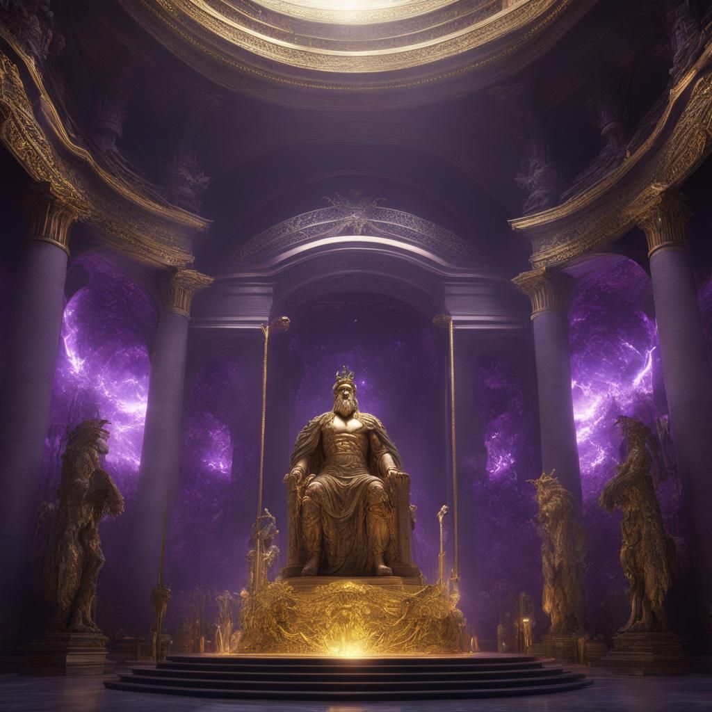 Zeus Statue in Ancient Temple: Fantasy Concept Art