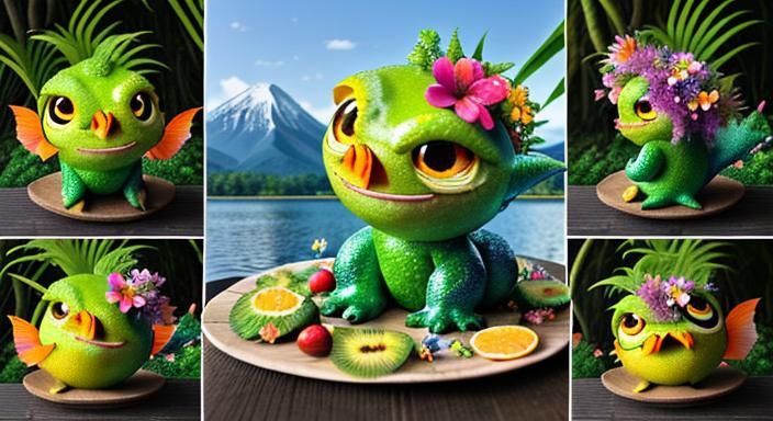 Mutant Lemon Fruit Monster in Tropical Paradise